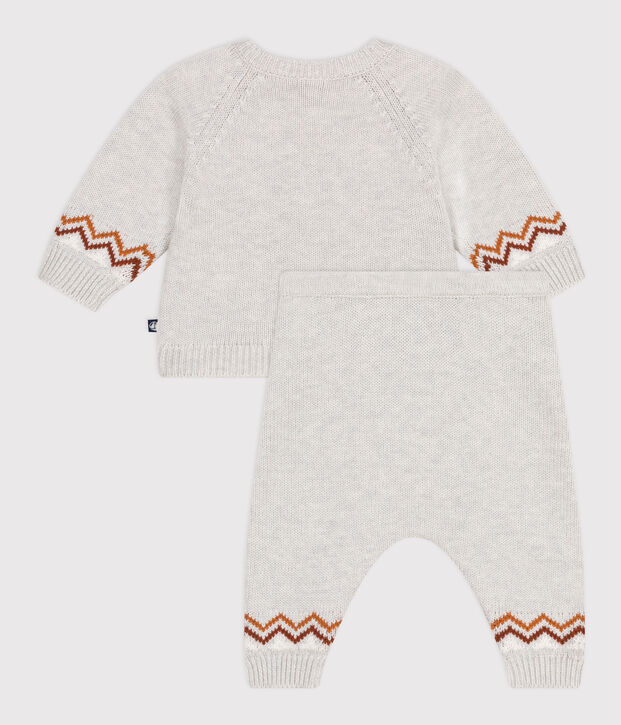 2-teiliges Baby-Set aus Wollstrick mit P'tit  C&oelig;ur-Motiv beige/vielfarbig
