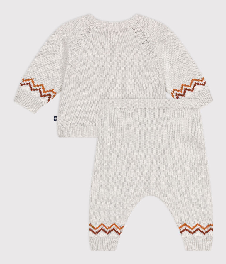 2-teiliges Baby-Set aus Wollstrick mit P'tit  C&oelig;ur-Motiv beige/vielfarbig
