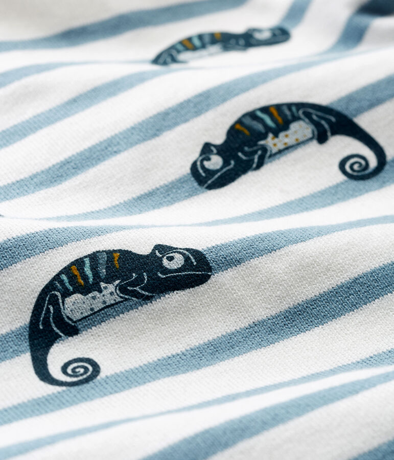 Kurz&auml;rmliger Baby-Kurzoverall Jungen weiss/blau