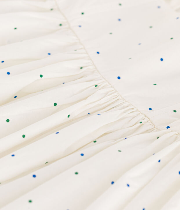 &Auml;rmelloses Kinder-Kleid aus Baumwolle mit P&uuml;nktchenmuster weiss/vielfarbig