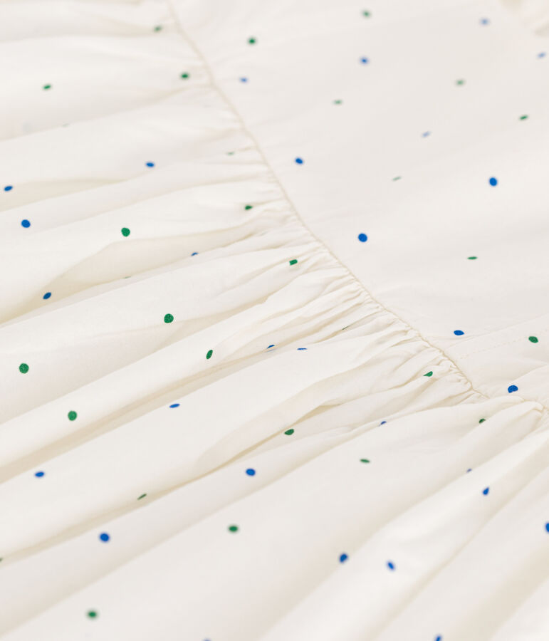 &Auml;rmelloses Kinder-Kleid aus Baumwolle mit P&uuml;nktchenmuster weiss MARSHMALLOW/weiss MULTICO
