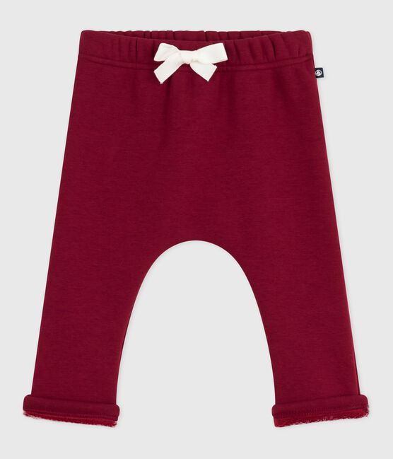 Baby-Hose aus einfarbigem Molton, weich und warm AMARANTE