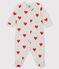 Baby-Strampler aus Molton mit roten Herzen weiss MARSHMALLOW/rot TERKUIT