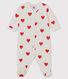 Baby-Strampler aus Molton mit roten Herzen