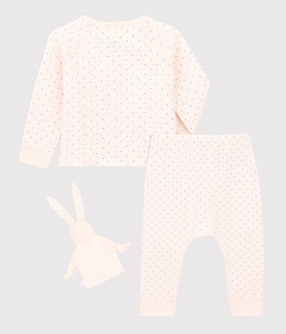 Dreiteiliges Baby-Set aus Bio-Baumwolle für Mädchen rosa FLEUR/blau EDNA