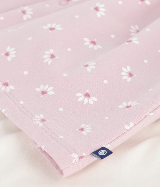 Baby-Kleid mit Kragen Blumen- und Herzmotiv und dazu passende Leggings aus Baumwolle rosa JOLI/weiss MULTICO