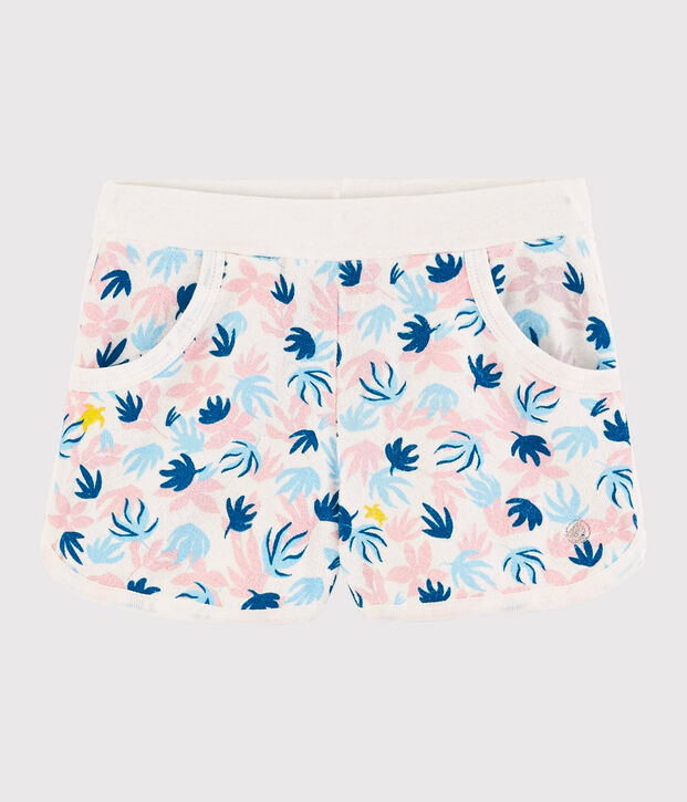 Kinder-Shorts aus Frottee f&uuml;r M&auml;dchen weiss/vielfarbig