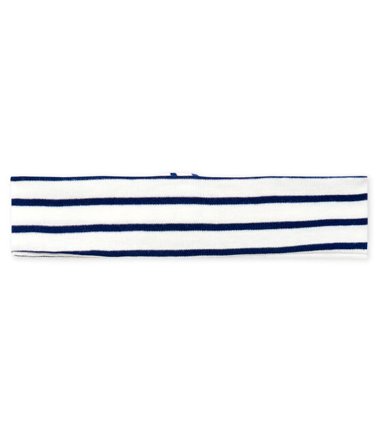 Baby-Haarband Mädchen, gestreift weiss MARSHMALLOW/blau SMOKING