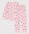 Kinderpyjama aus Baumwolle für Mädchen rosa MINOIS/weiss MULTICO