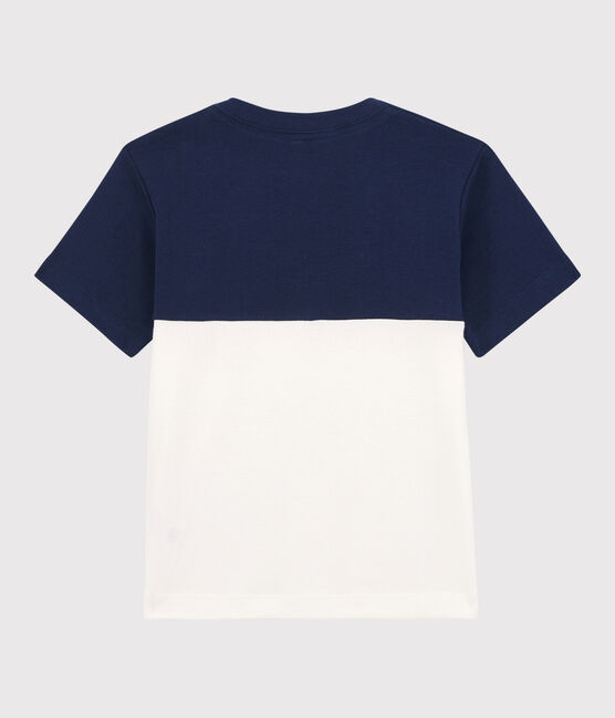 Kurzärmeliges T-Shirt aus Baumwolle für Jungen blau MEDIEVAL/weiss MARSHMALLOW