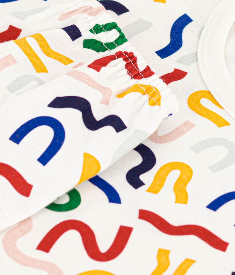 Kurzer Kinderpyjama aus Baumwolle mit Printmotiv mit Leuchteffekt weiss MARSHMALLOW/weiss MULTICO