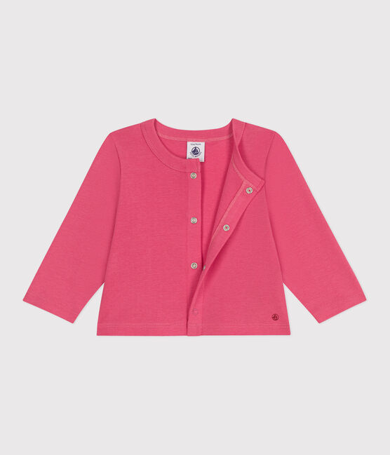 Baby-Cardigan aus einfarbiger Baumwolle rosa PEONIA