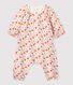 Langer Baby-Overall aus Wolle/Bio-Baumwolle mit Blumenmuster