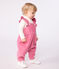 Langbeinige Baby-Latzhose aus einfarbigem Fein-Cord mit Volants  BOUDOIR