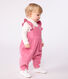 Langbeinige Baby-Latzhose aus einfarbigem Fein-Cord mit Volants 