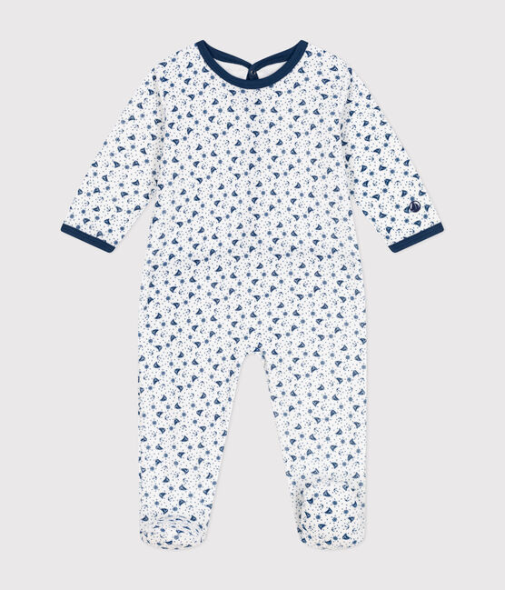 Strampler aus Nicki für Babys weiss ECUME/weiss MULTICO