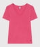 Damen-T-Shirt L'Iconique aus Baumwolle mit Streifen rosa PEONIA