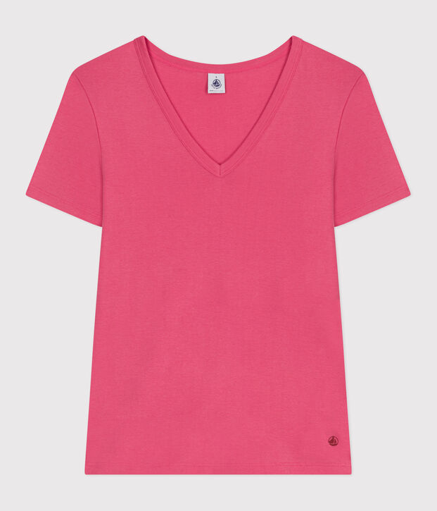 Damen-T-Shirt L'Iconique aus Baumwolle mit Streifen rosa
