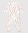 Baby-Bodyjama aus Doppeljersey für Mädchen weiss MARSHMALLOW/rosa GROSEILLER