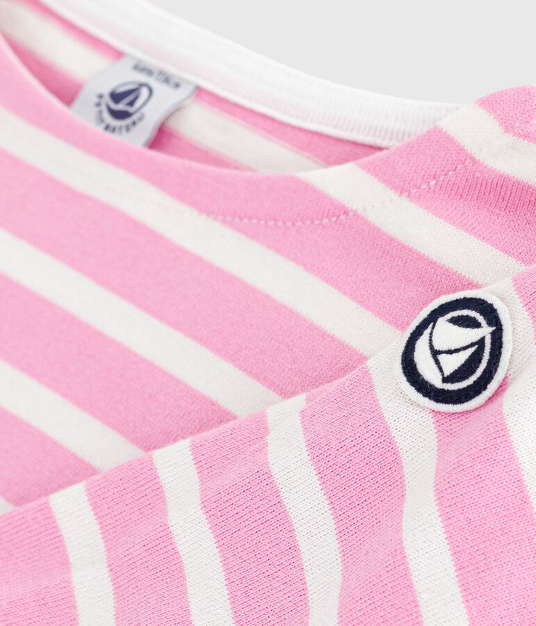 Kinder-Streifenshirt Marini&egrave;re aus Baumwolle rosa/naturfarben