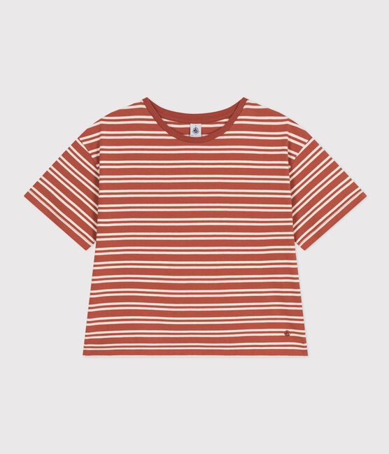 Damen-T-Shirt Le Boxy aus gestreifter Baumwolle FAMEUX/ AVALANCHE