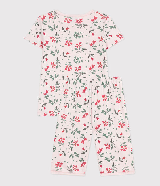 Kinder Capri-Pyjama aus Baumwolle mit Blumenmuster rosa FLEUR/weiss MULTICO