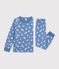 Kinder-Pyjama aus Molton mit Herzmotiv blau/weiss