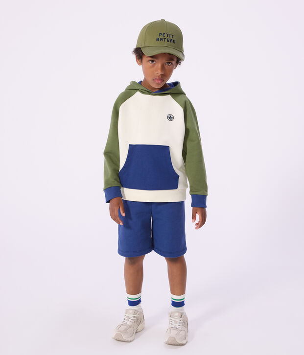 Kinder-Kapuzensweatshirt aus Baumwolle naturfarben/vielfarbig