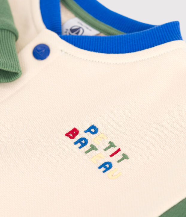 Baby College-Jacke aus Baumwolle im Colorblock naturfarben/gr&uuml;n