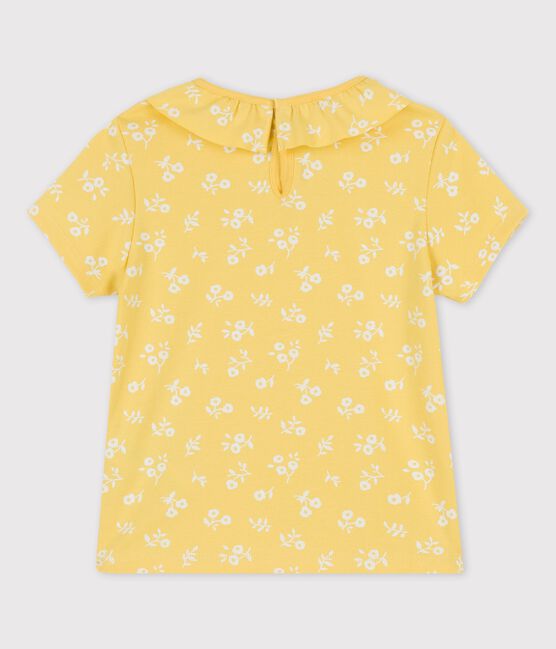 Kurzärmeliges T-Shirt aus Baumwolle für Mädchen gelb ORGE/weiss MARSHMALLOW