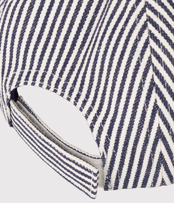 Babykappe Petit Bateau Family aus Canvas blau MEDIEVAL/weiss MARSHMALLOW