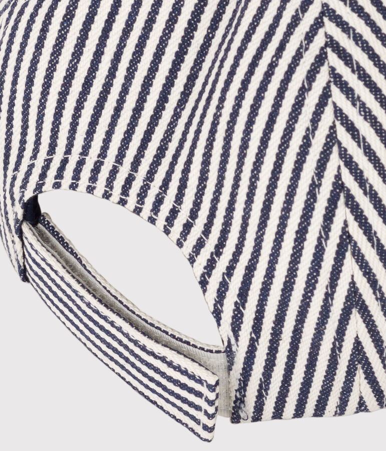 Babykappe Petit Bateau Family aus Canvas blau/weiss