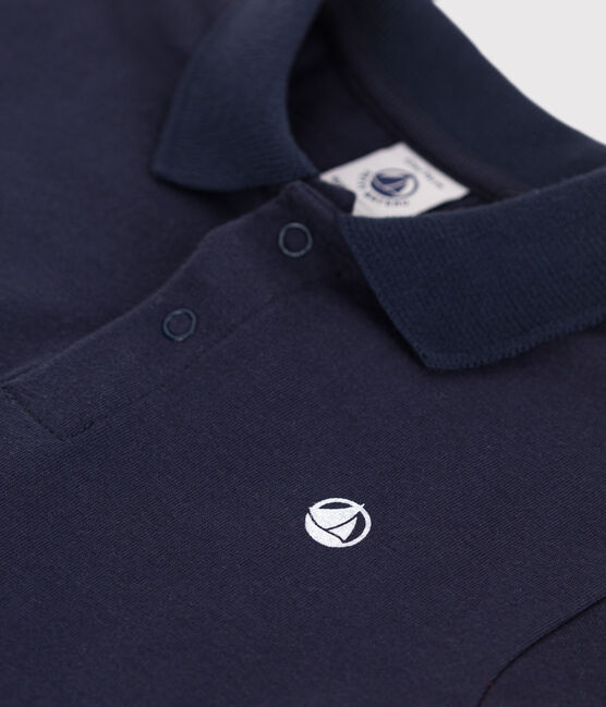Kurzärmeliges Baby-Poloshirt aus einfarbiger Baumwolle blau SMOKING