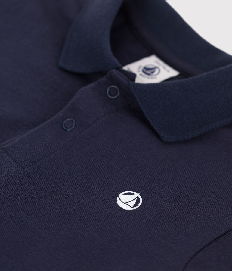 Kurz&auml;rmeliges Baby-Poloshirt aus einfarbiger Baumwolle blau