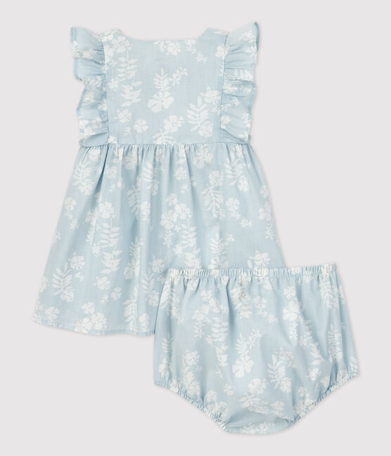 Baby-Kleid und Bloomers aus Bio-Popeline mit Hawaii-Print PLEINAIR/ MARSHMALLOW