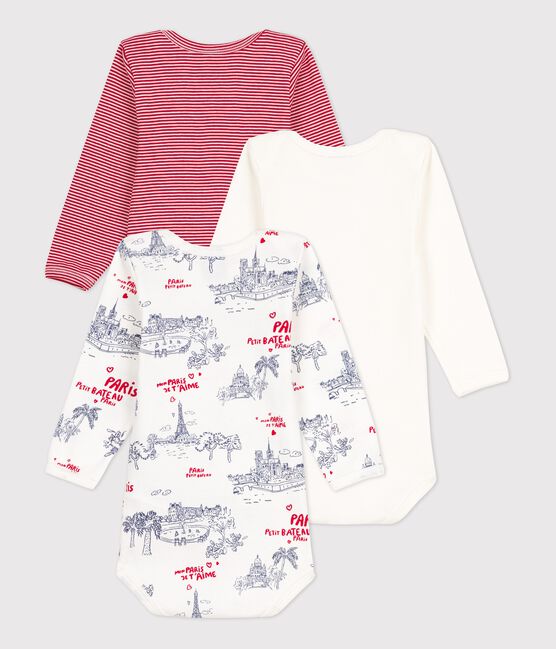 3er-Set langärmelige Baby-Bodys Paris aus Baumwolle variante 1