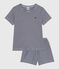 Kinder-Kurzpyjama aus Baumwolle mit Streifen blau SMOKING/weiss MARSHMALLOW