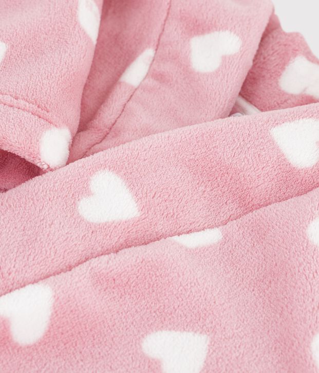 Kinder-Bademantel aus gemustertem Fleece rosa/weiss