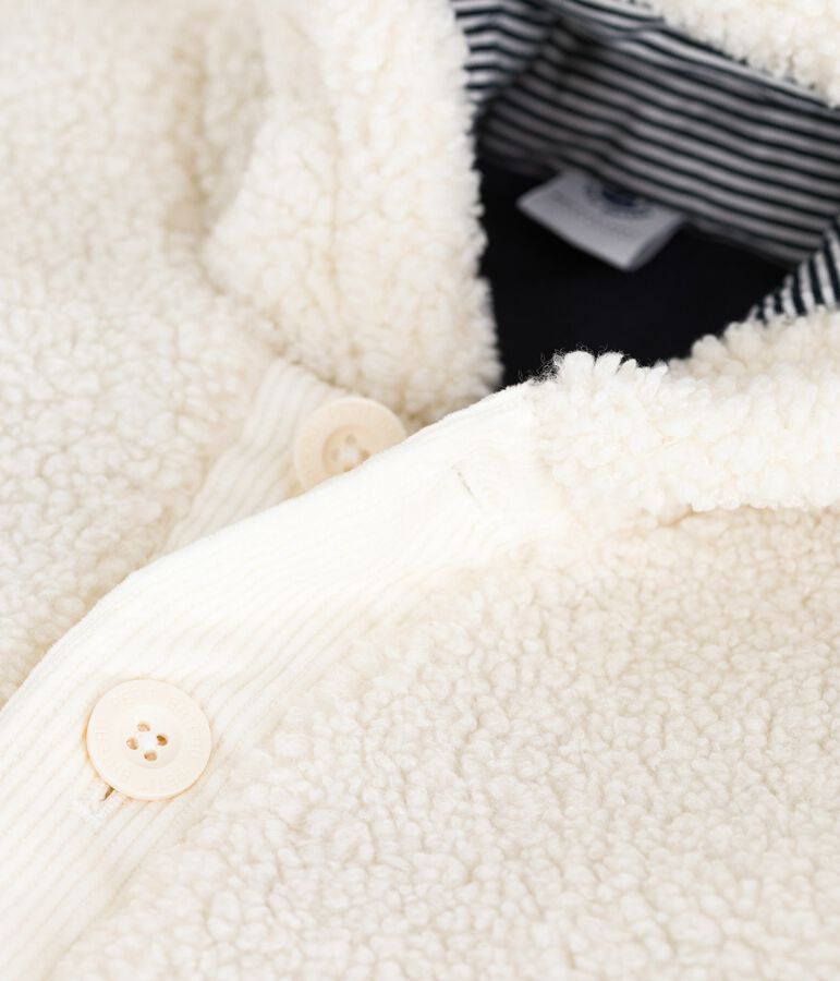 Wattierter Baby-Mantel mit Kapuze aus Sherpa naturfarben