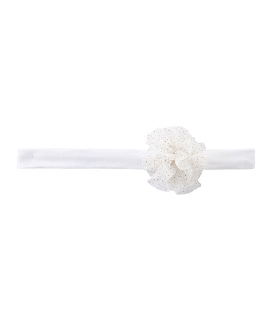 Mädchen-Haarband mit Blume weiss MARSHMALLOW