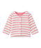 Gestreifter Baby-Mädchen-Cardigan weiss MARSHMALLOW/rosa PETAL