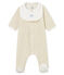 Baby-strampler und latz unisex aus baumwoll-samt beige MONTELIMAR CHINE