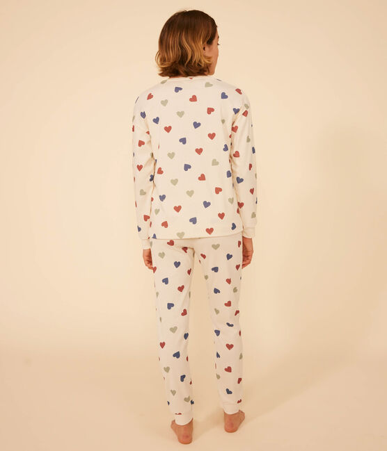 Damenpyjama aus Baumwolle mit Herzmotiv weiss AVALANCHE/ MULTICO