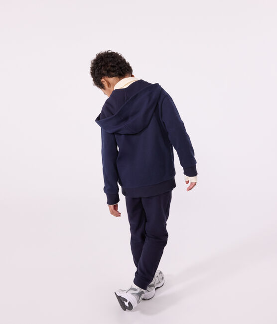 Kinder-Kapuzensweatshirt mit Reißverschluss aus einfarbiger Baumwolle  blau SMOKING