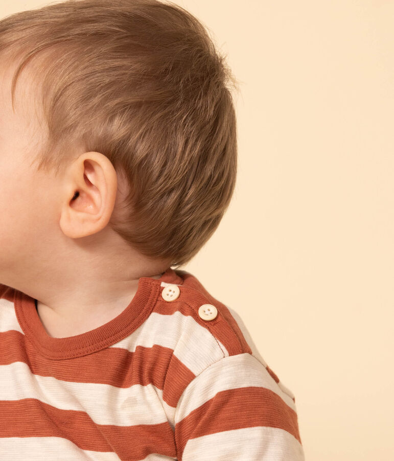 Lang&auml;rmeliges Baby-T-Shirt aus bedrucktem geflammtem Jersey braun/naturfarben