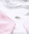 Dreiteiliges Baby-Mädchen-Ensemble weiss ECUME/rosa VIENNE