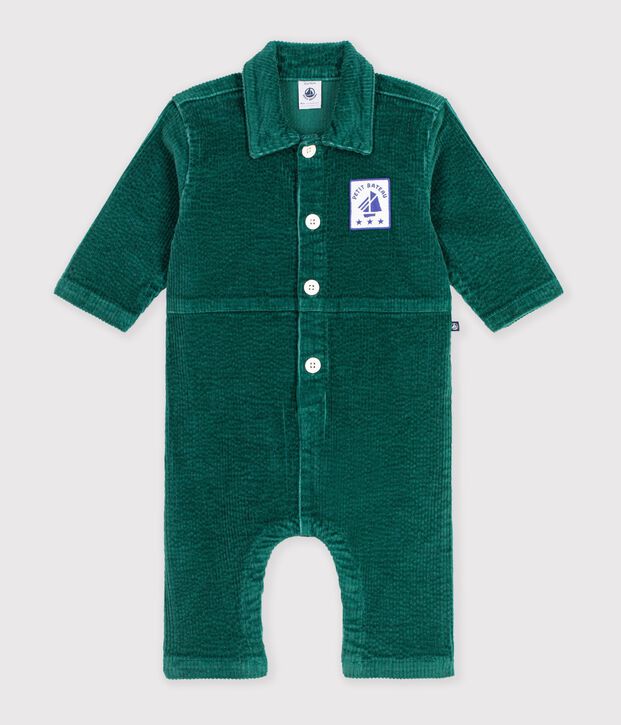 Langer Baby-Overall aus einfarbigem Feincord gr&uuml;n
