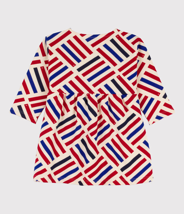 Lang&auml;rmeliges Babykleid aus Molton mit Printgrafik naturfarben/vielfarbig