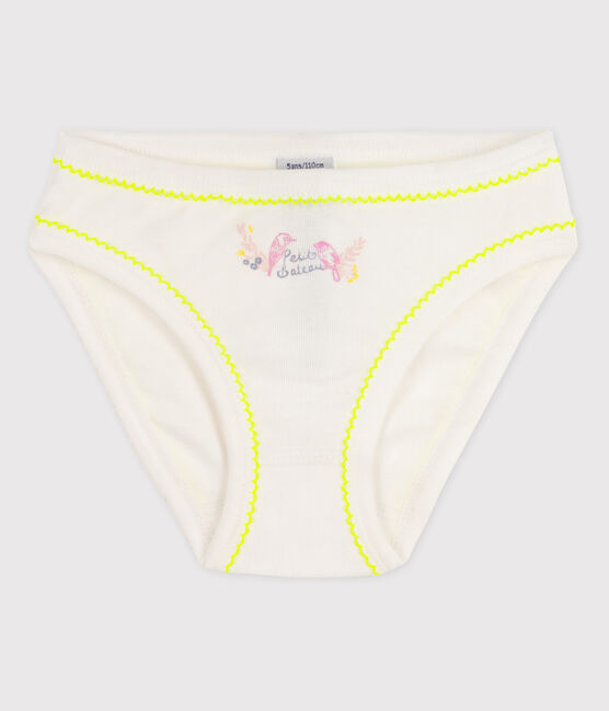 Baumwoll-Slips für Mädchen weiss ECUME/ JAUNE