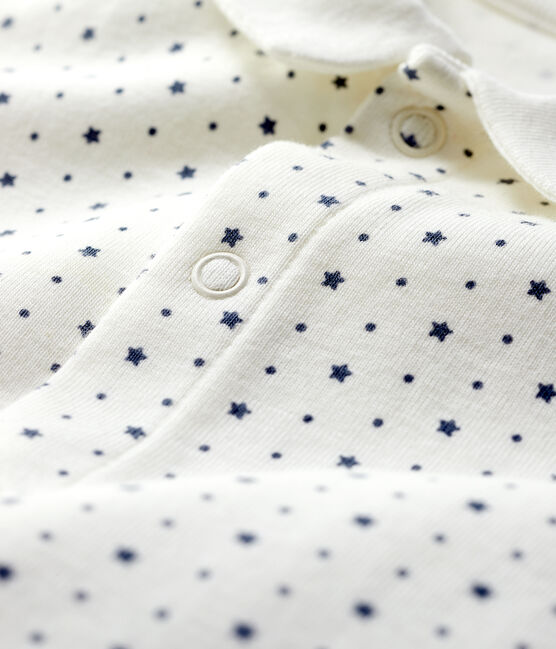 Baby-Strampler aus Bio-Baumwolle mit Kragen und Sternen-Print für Mädchen weiss MARSHMALLOW/grau TEMPETE